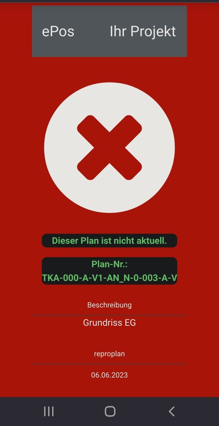 Beispiel QR-Check Antwort negativ