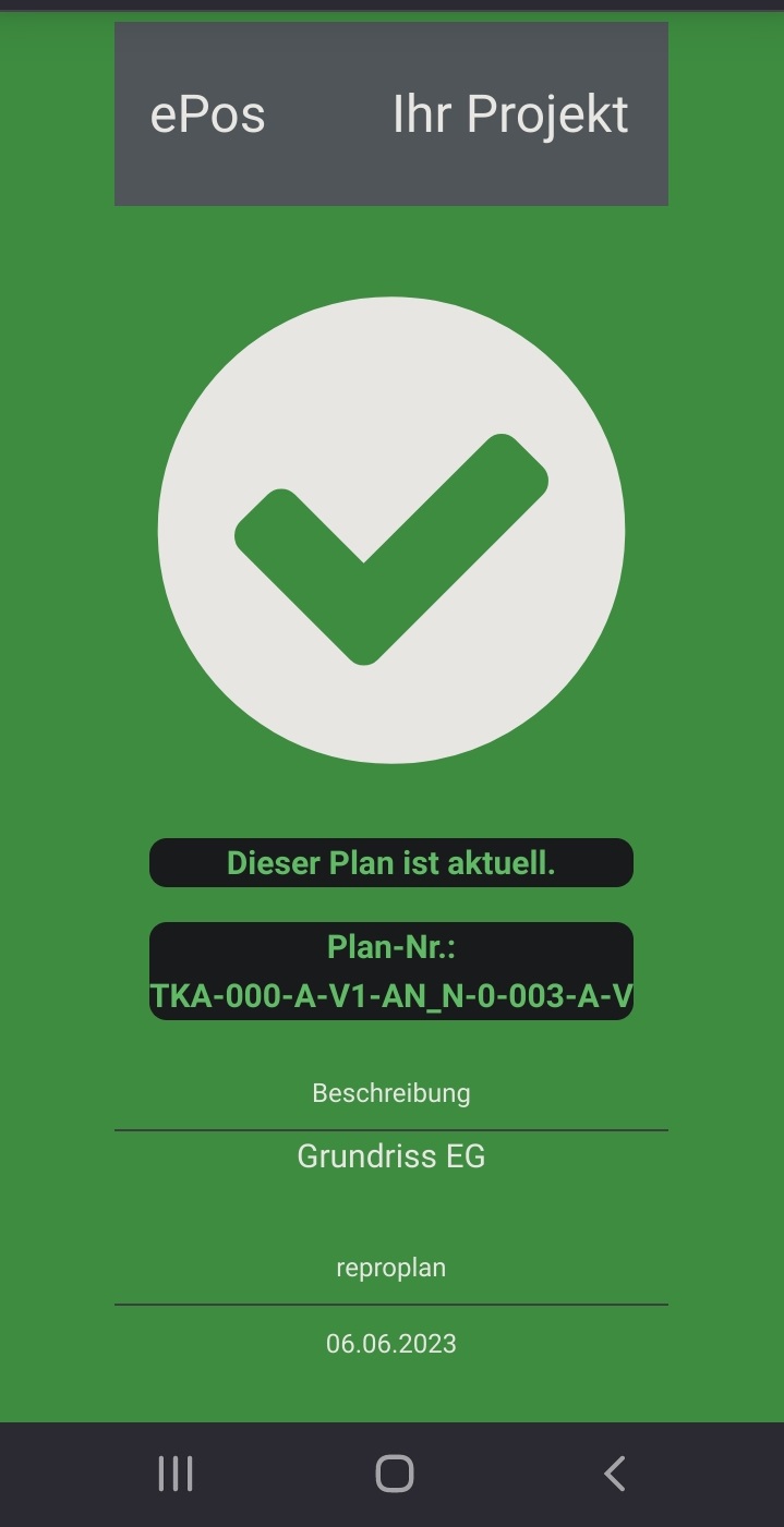 Beispiel QR-Check Antwort positiv